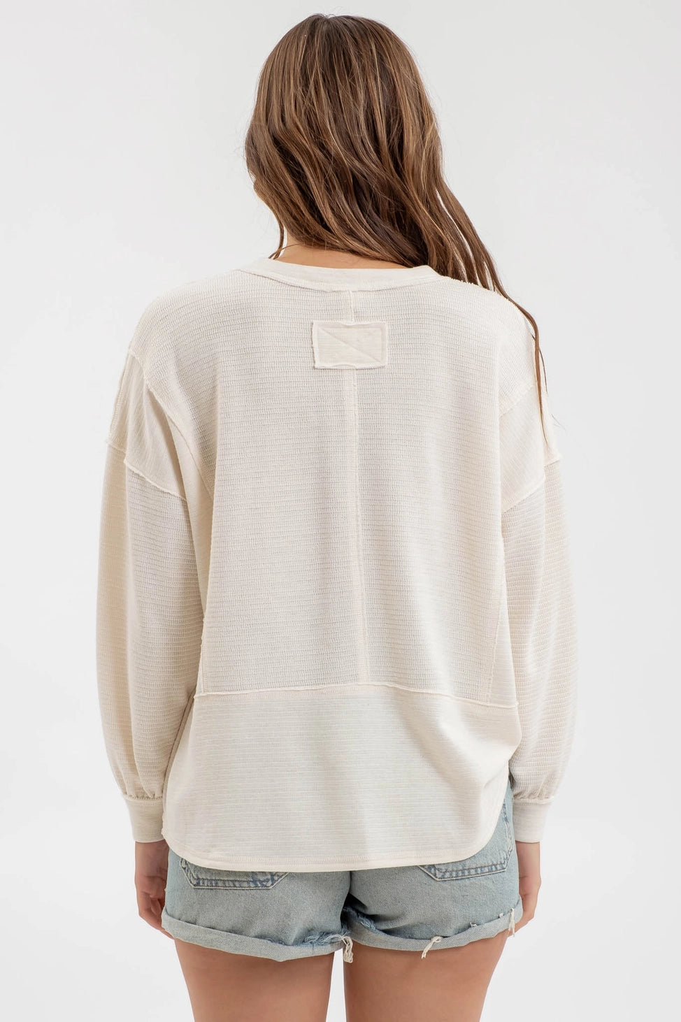 Oatmeal Patchwork Knit Top