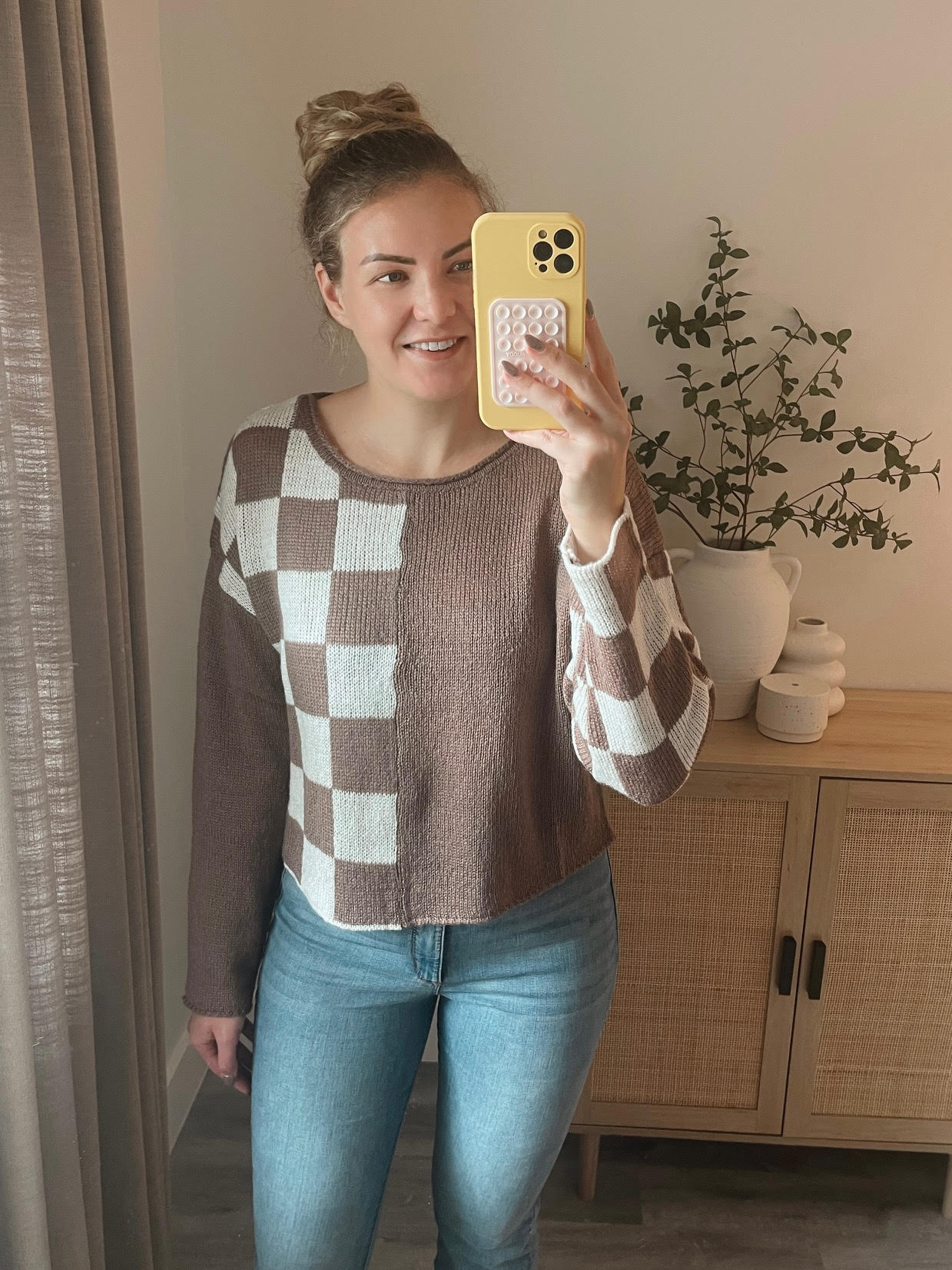 Iced Mocha Checkered Sweater