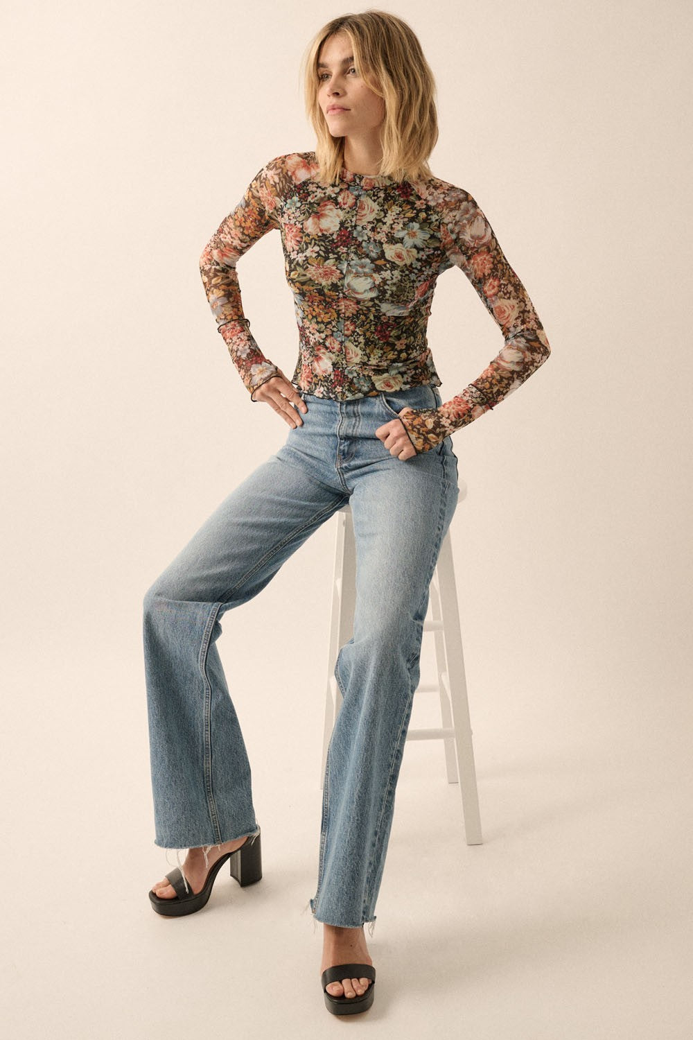 Floral Fields Mesh Top