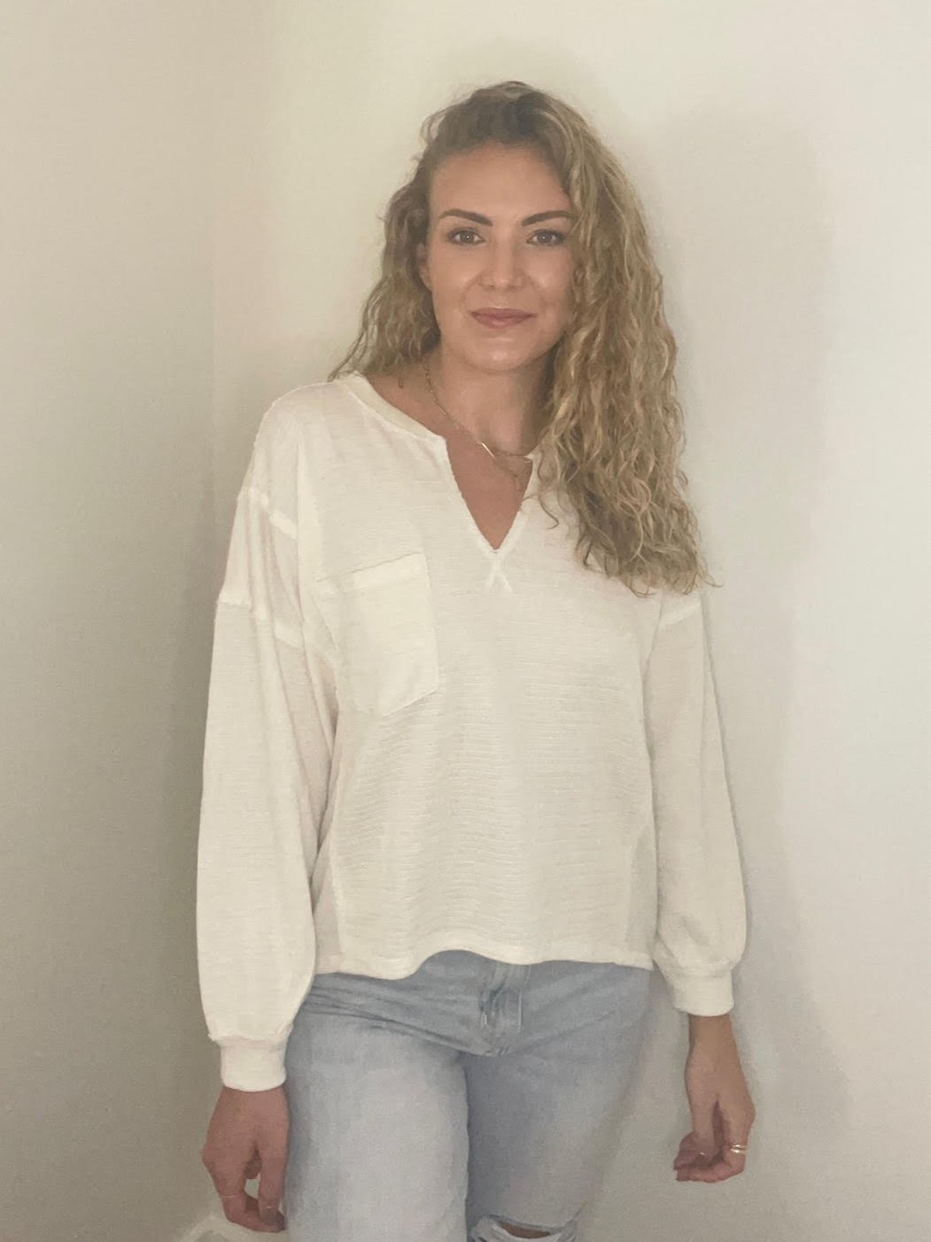 Oatmeal Patchwork Knit Top