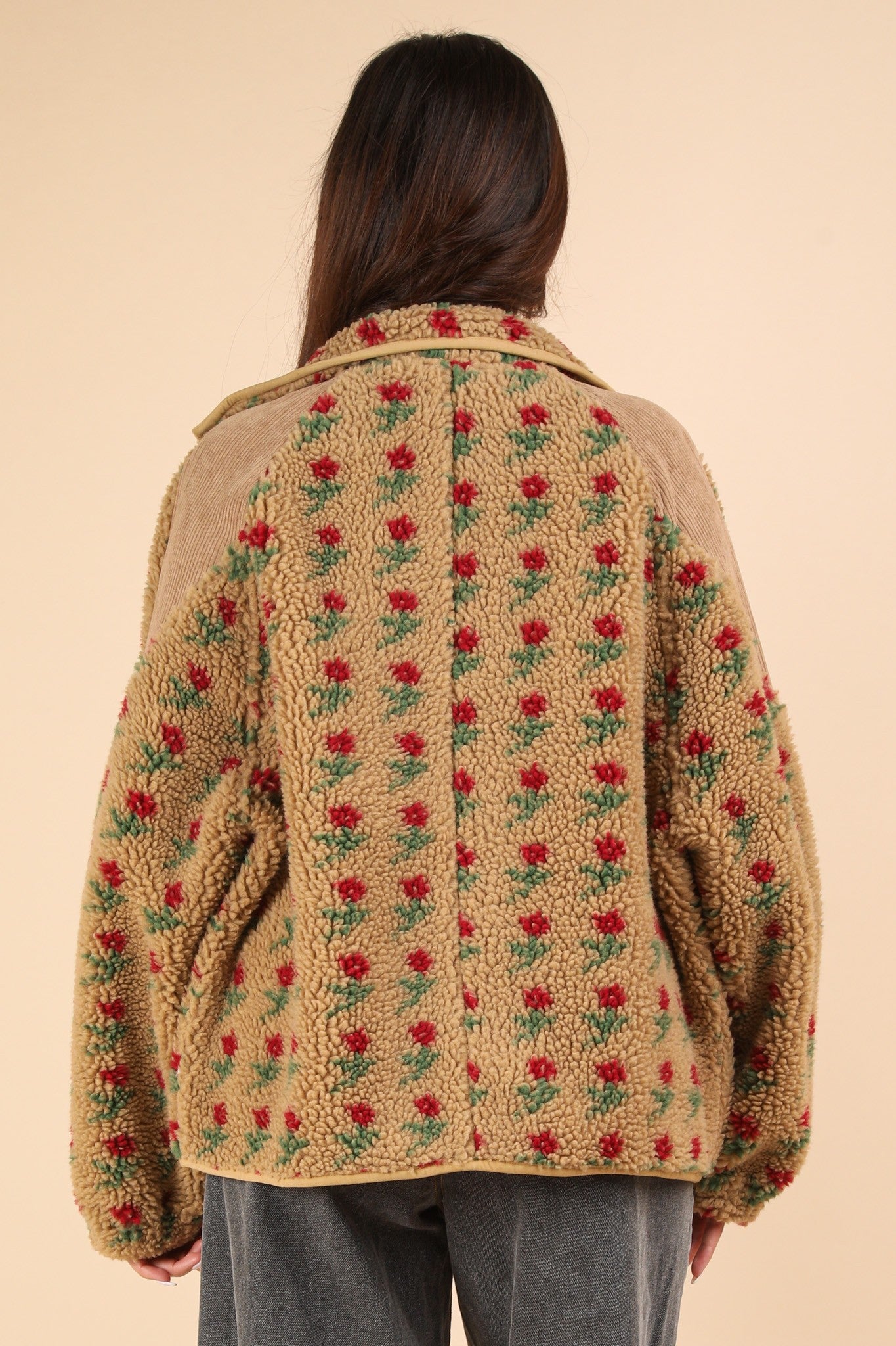 Ditzy Rose Sherpa Jacket