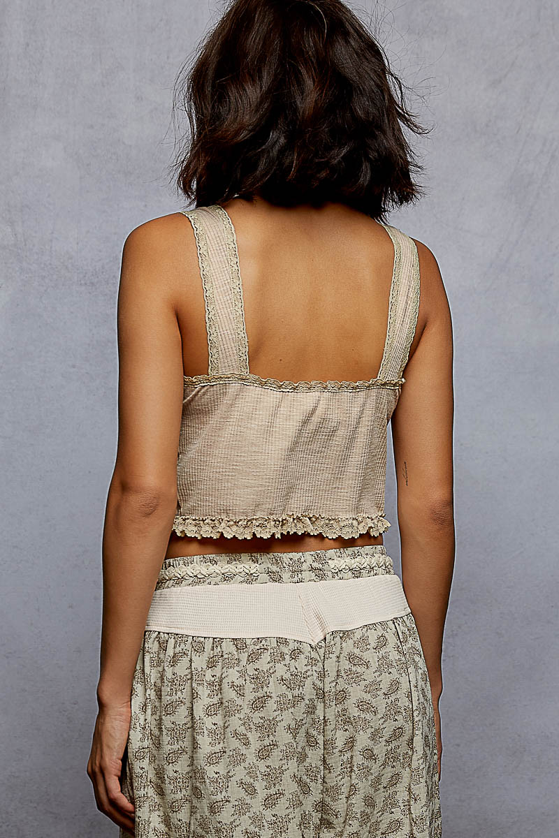 Drifter Lace Tank - Almond