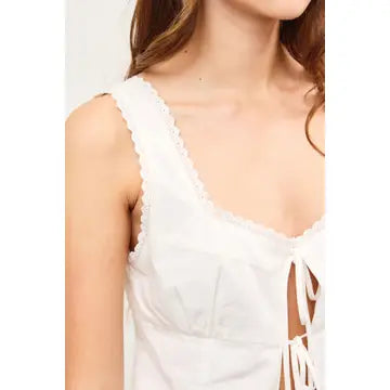 Daisy Tie Front Tank Ivory