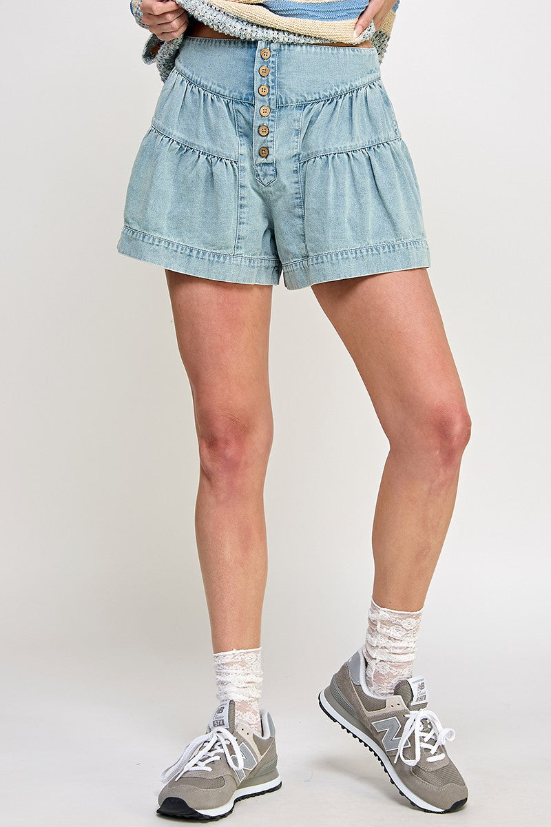 Everly Tiered Denim Shorts