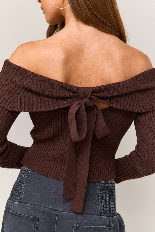 Cocoa Off Shoulder Sweater