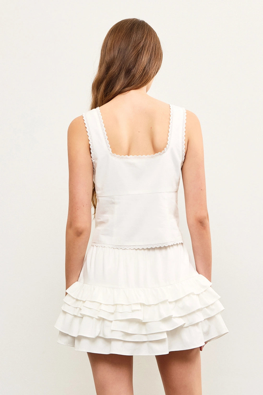 Daisy Tie Front Tank Ivory