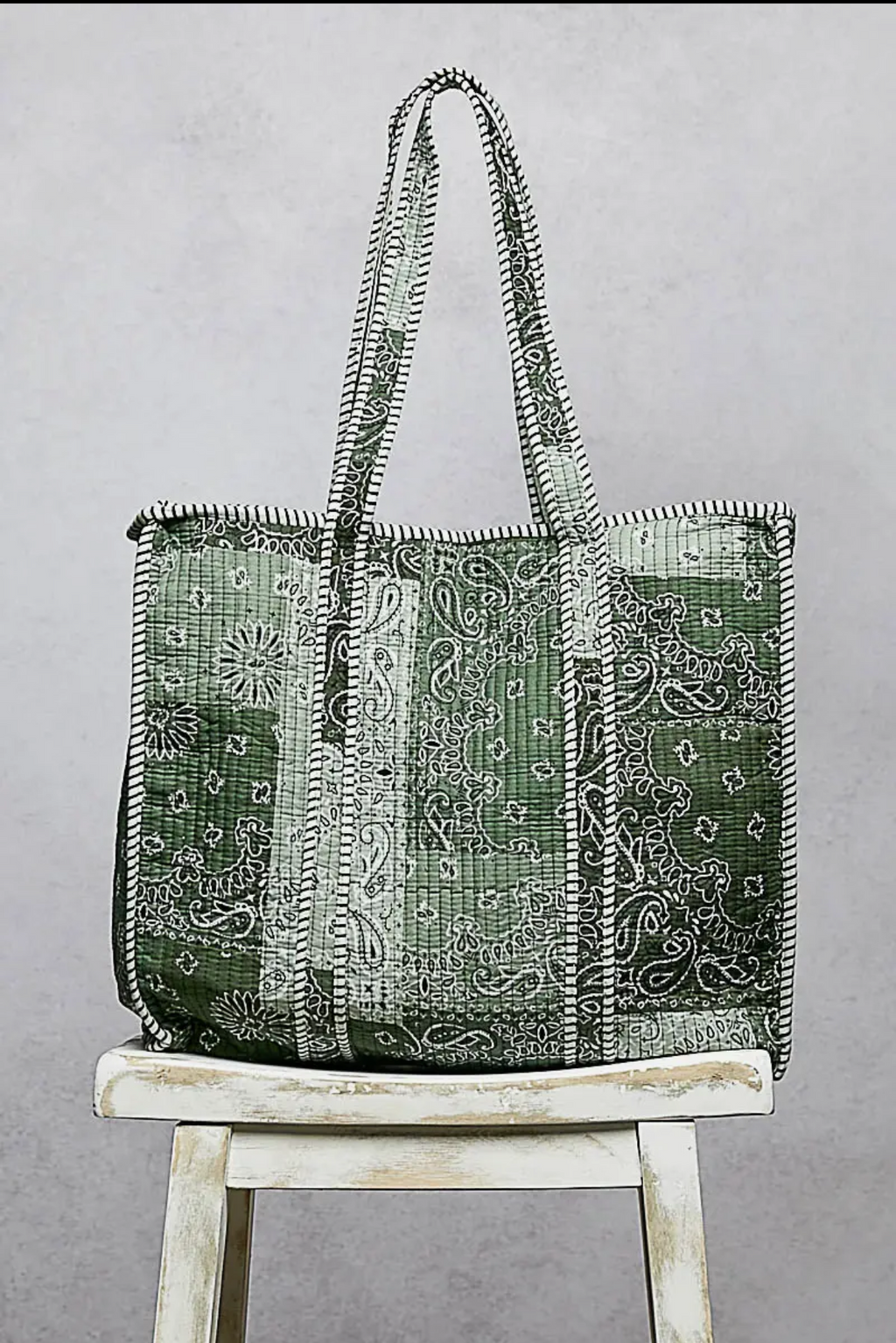 Jade Quilted Tote Bag