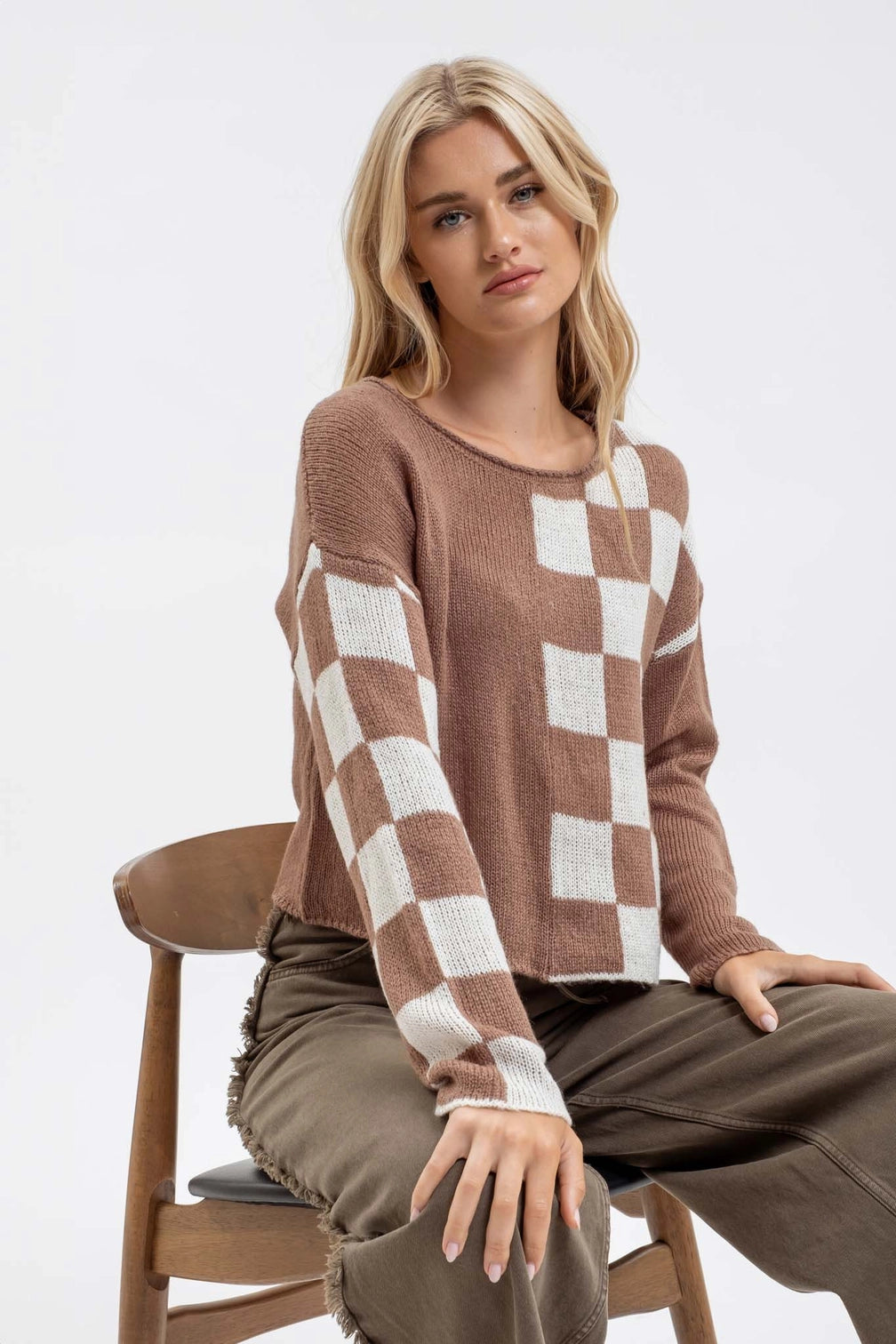 Iced Mocha Checkered Sweater