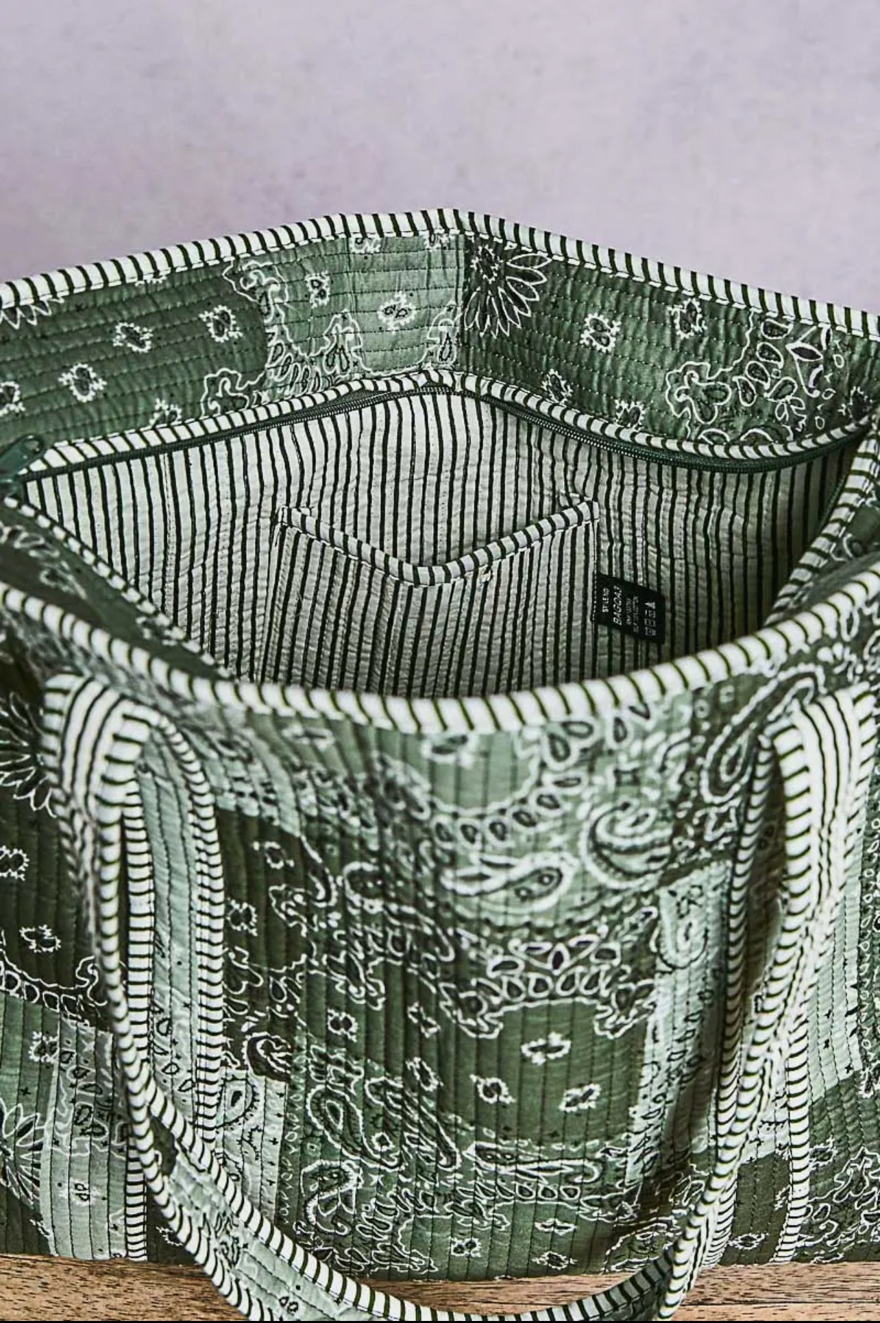 Jade Quilted Tote Bag