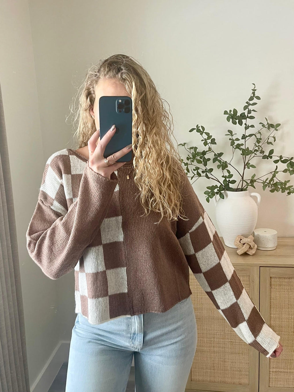 Iced Mocha Checkered Sweater