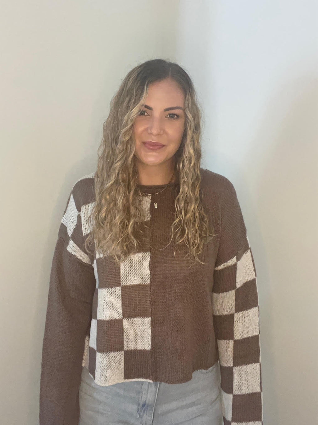 Iced Mocha Checkered Sweater