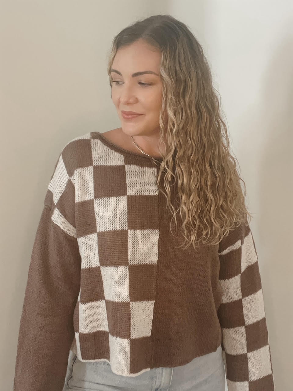 Iced Mocha Checkered Sweater