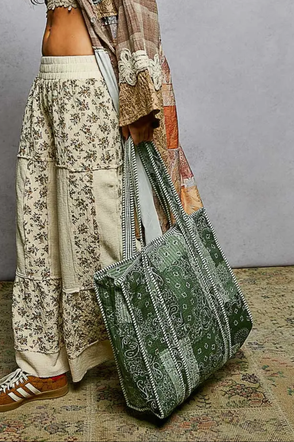 Jade Quilted Tote Bag