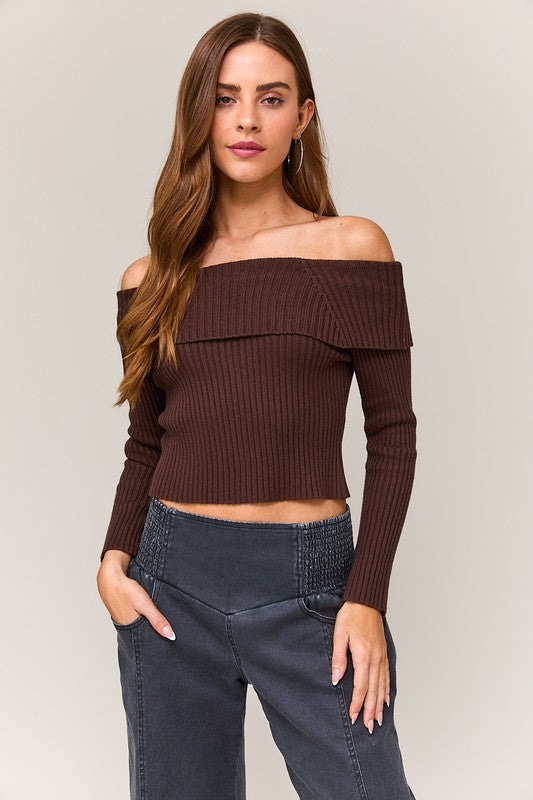Cocoa Off Shoulder Sweater
