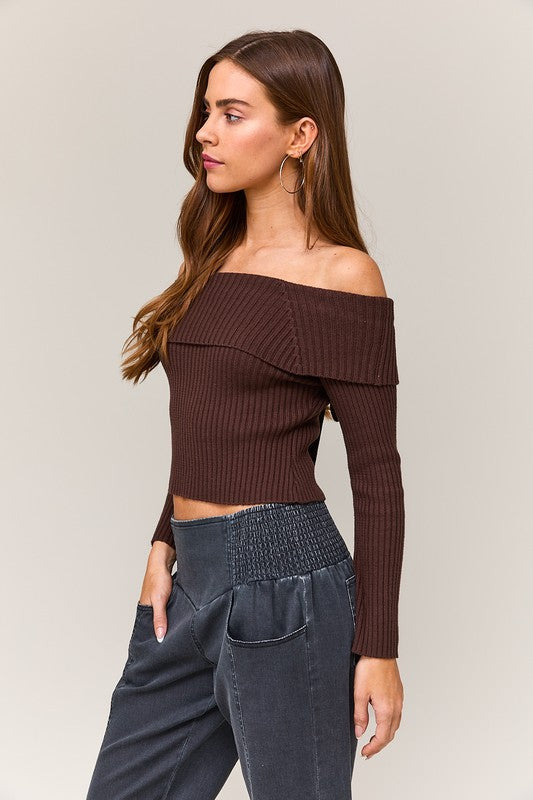 Cocoa Off Shoulder Sweater